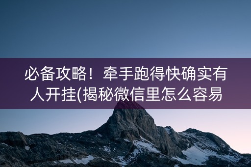 必备攻略！牵手跑得快确实有人开挂(揭秘微信里怎么容易赢)