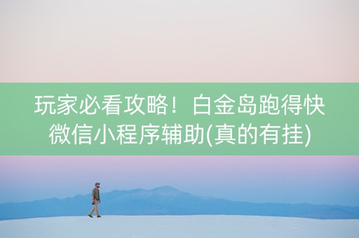 玩家必看攻略！白金岛跑得快微信小程序辅助(真的有挂)