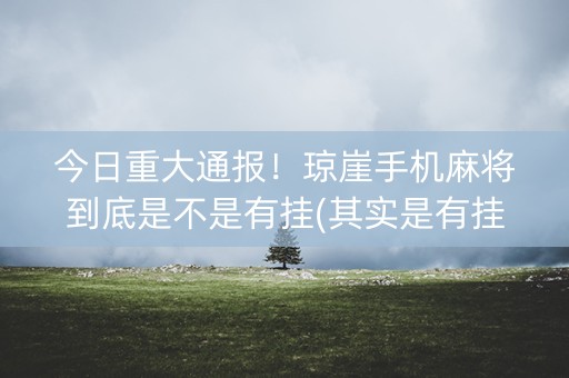 今日重大通报！琼崖手机麻将到底是不是有挂(其实是有挂确实有挂)