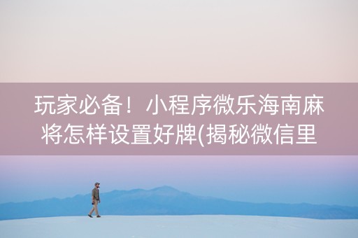 玩家必备！小程序微乐海南麻将怎样设置好牌(揭秘微信里专用神器下载)