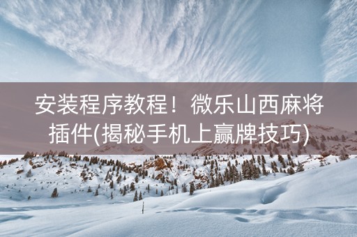 安装程序教程！微乐山西麻将插件(揭秘手机上赢牌技巧)