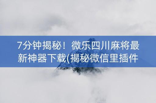 7分钟揭秘！微乐四川麻将最新神器下载(揭秘微信里插件购买)