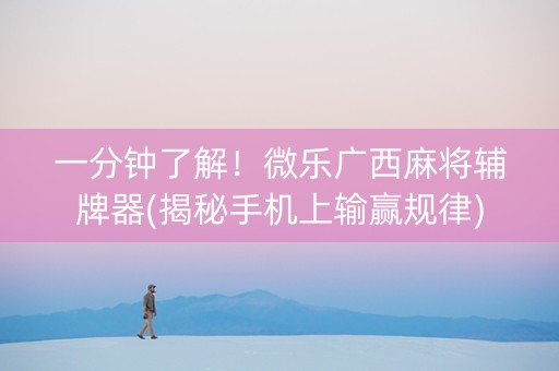 一分钟了解！微乐广西麻将辅牌器(揭秘手机上输赢规律)
