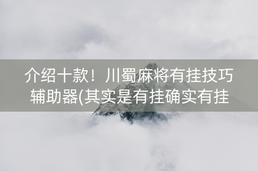 介绍十款！川蜀麻将有挂技巧辅助器(其实是有挂确实有挂)