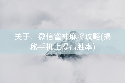 关于！微信雀神麻将攻略(揭秘手机上提高胜率)
