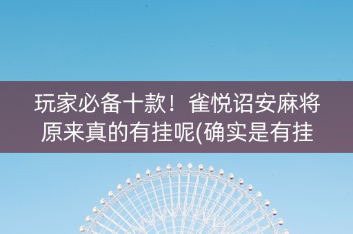 玩家必备十款！雀悦诏安麻将原来真的有挂呢(确实是有挂的)