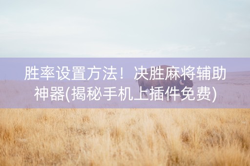 胜率设置方法！决胜麻将辅助神器(揭秘手机上插件免费)