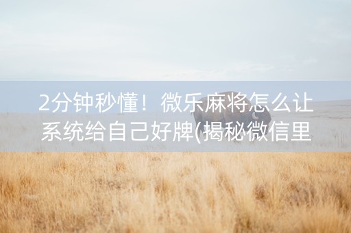 2分钟秒懂！微乐麻将怎么让系统给自己好牌(揭秘微信里助赢软件)