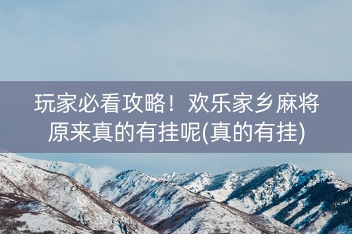 玩家必看攻略！欢乐家乡麻将原来真的有挂呢(真的有挂)