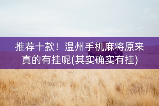 推荐十款！温州手机麻将原来真的有挂呢(其实确实有挂)