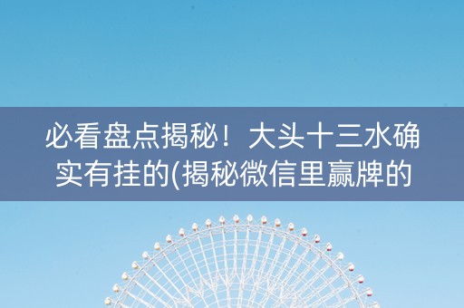 必看盘点揭秘！大头十三水确实有挂的(揭秘微信里赢牌的技巧)