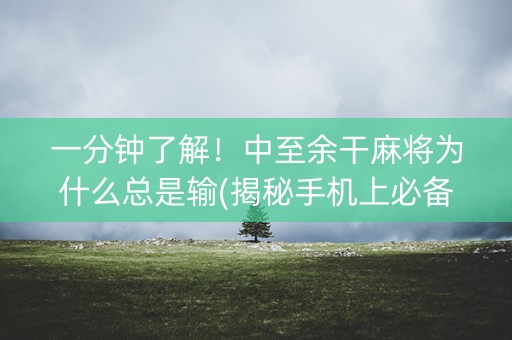 一分钟了解！中至余干麻将为什么总是输(揭秘手机上必备神器)