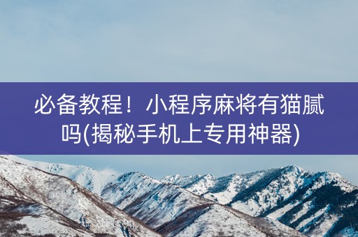 必备教程！小程序麻将有猫腻吗(揭秘手机上专用神器)