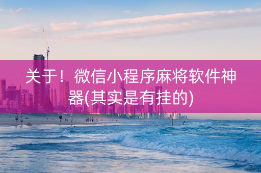 关于！微信小程序麻将软件神器(其实是有挂的)