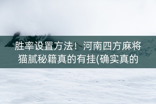 胜率设置方法！河南四方麻将猫腻秘籍真的有挂(确实真的有挂)
