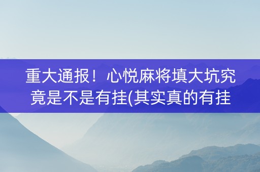 重大通报！心悦麻将填大坑究竟是不是有挂(其实真的有挂)