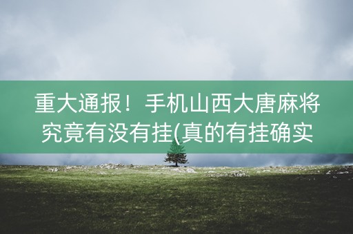 重大通报！手机山西大唐麻将究竟有没有挂(真的有挂确实有挂)