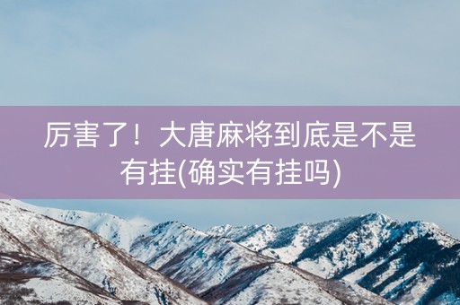 厉害了！大唐麻将到底是不是有挂(确实有挂吗)