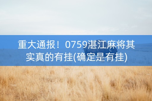 重大通报！0759湛江麻将其实真的有挂(确定是有挂)