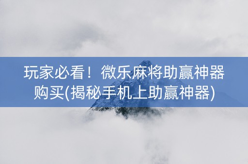 玩家必看！微乐麻将助赢神器购买(揭秘手机上助赢神器)