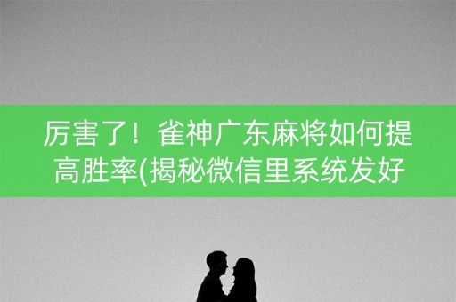 厉害了！雀神广东麻将如何提高胜率(揭秘微信里系统发好牌)
