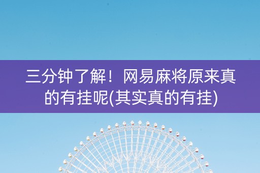 三分钟了解！网易麻将原来真的有挂呢(其实真的有挂)