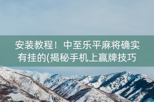 安装教程！中至乐平麻将确实有挂的(揭秘手机上赢牌技巧)