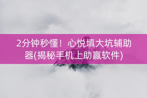 2分钟秒懂！心悦填大坑辅助器(揭秘手机上助赢软件)