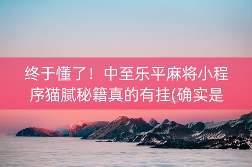 终于懂了！中至乐平麻将小程序猫腻秘籍真的有挂(确实是有挂的)