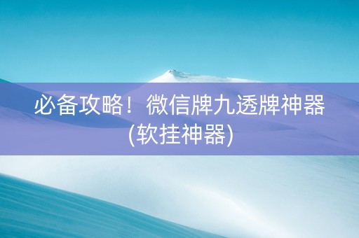 必备攻略！微信牌九透牌神器(软挂神器)