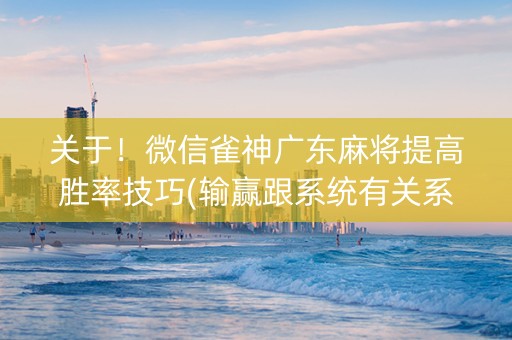 关于！微信雀神广东麻将提高胜率技巧(输赢跟系统有关系吗)