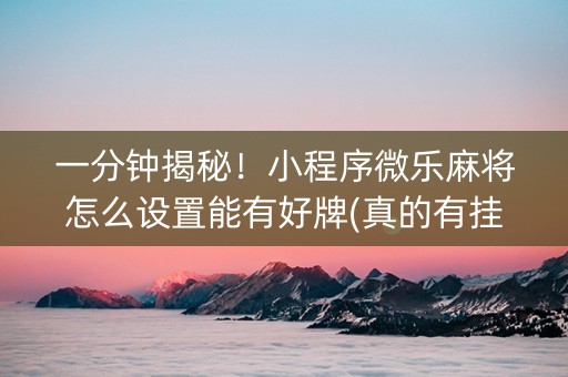 一分钟揭秘！小程序微乐麻将怎么设置能有好牌(真的有挂)