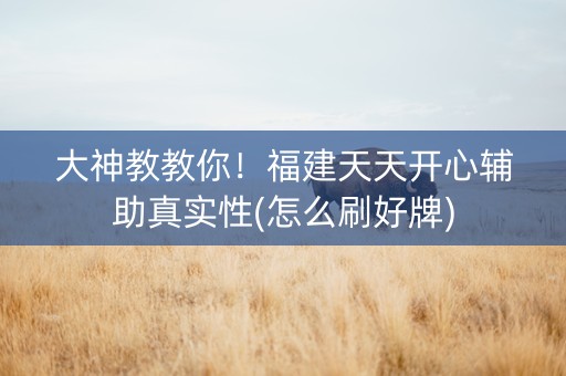 大神教教你！福建天天开心辅助真实性(怎么刷好牌)