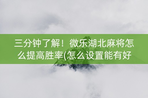三分钟了解！微乐湖北麻将怎么提高胜率(怎么设置能有好牌)