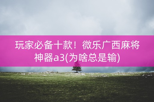 玩家必备十款！微乐广西麻将神器a3(为啥总是输)