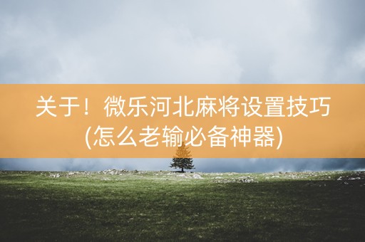 关于！微乐河北麻将设置技巧(怎么老输必备神器)