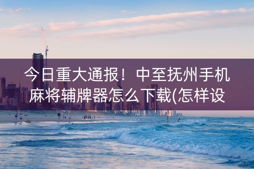 今日重大通报！中至抚州手机麻将辅牌器怎么下载(怎样设置拿好牌)