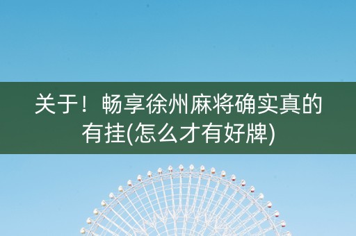 关于！畅享徐州麻将确实真的有挂(怎么才有好牌)