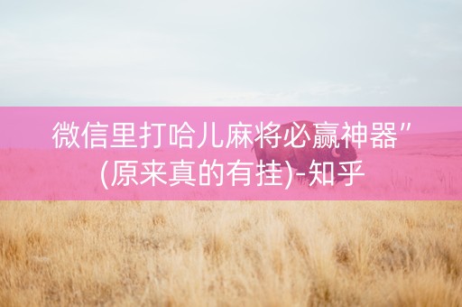 微信里打哈儿麻将必赢神器”(原来真的有挂)-知乎