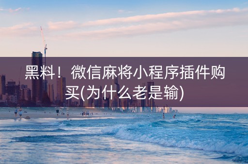 黑料！微信麻将小程序插件购买(为什么老是输)