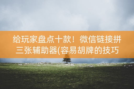 给玩家盘点十款！微信链接拼三张辅助器(容易胡牌的技巧)