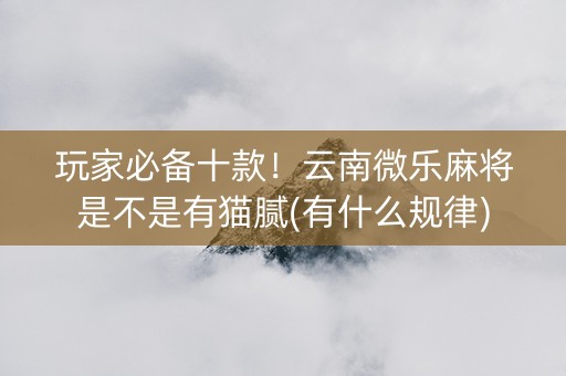 玩家必备十款！云南微乐麻将是不是有猫腻(有什么规律)