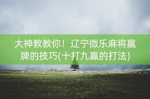 大神教教你！辽宁微乐麻将赢牌的技巧(十打九赢的打法)
