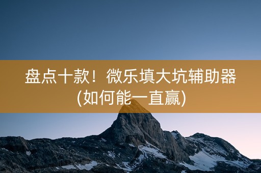 盘点十款！微乐填大坑辅助器(如何能一直赢)