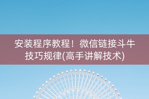 安装程序教程！微信链接斗牛技巧规律(高手讲解技术)