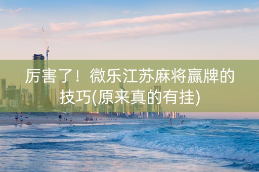 厉害了！微乐江苏麻将赢牌的技巧(原来真的有挂)