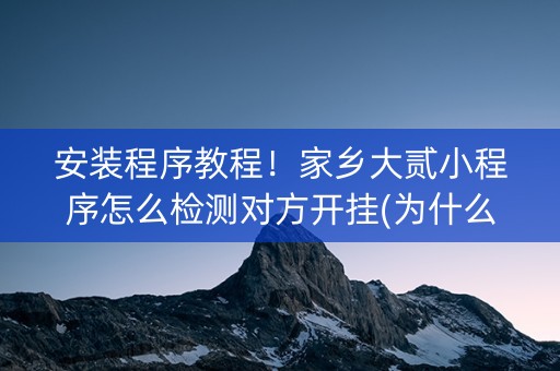 安装程序教程！家乡大贰小程序怎么检测对方开挂(为什么一直输)