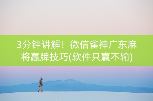 3分钟讲解！微信雀神广东麻将赢牌技巧(软件只赢不输)