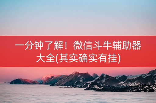 一分钟了解！微信斗牛辅助器大全(其实确实有挂)