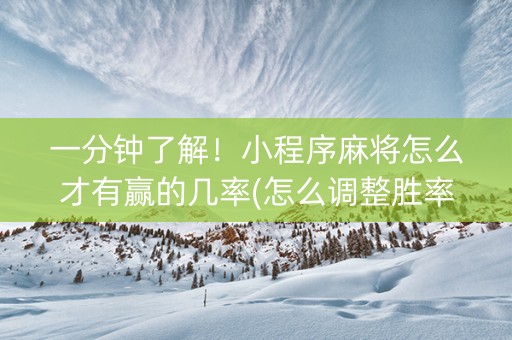 一分钟了解！小程序麻将怎么才有赢的几率(怎么调整胜率)